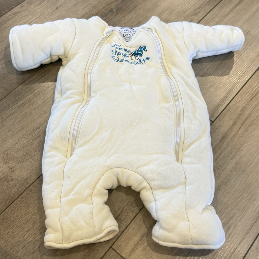 Baby Merlin's Magic Sleepsuit Double Zipper Cotton Light Yellow Size Lg 6-9M